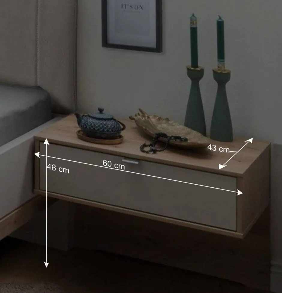 Wohnen Polsterbett mit Hänge-Nachttischen - Crascanu (dreiteilig)