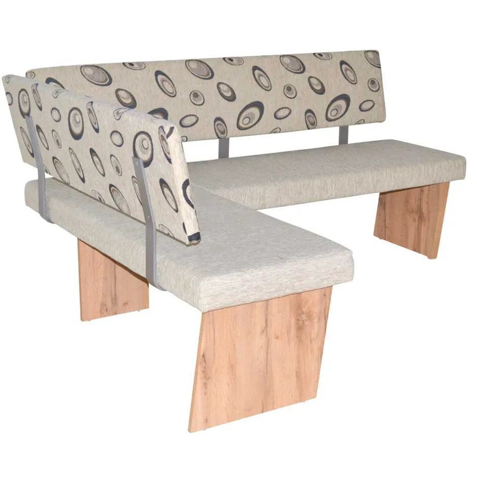 Wohnen Polster-Eckbank in Beigegrau und Eiche Natur - Saliva VII