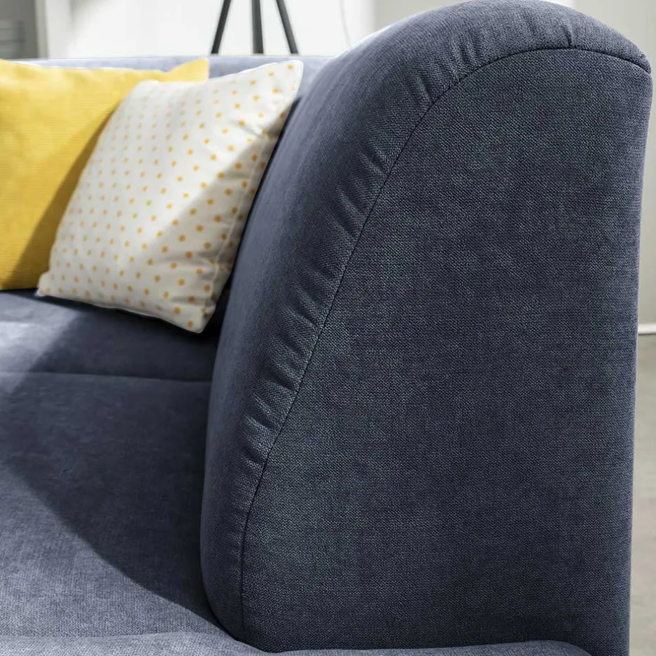 Polsterecke in Blau mit Chrom - Lex^Wohnen Online