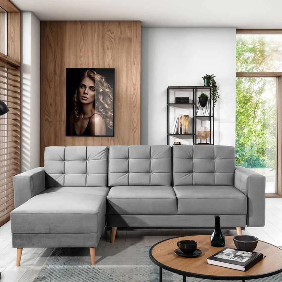 Wohnen Polsterecke in Hellgrau mit Bettfunktion - Pleasure