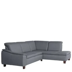 Polsterecke in Jeansblau mit Nussbaum - Ilea^Wohnen Outlet