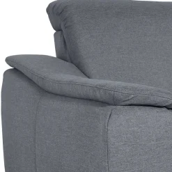 Polsterecke in Jeansblau mit Nussbaum - Ilea^Wohnen Outlet