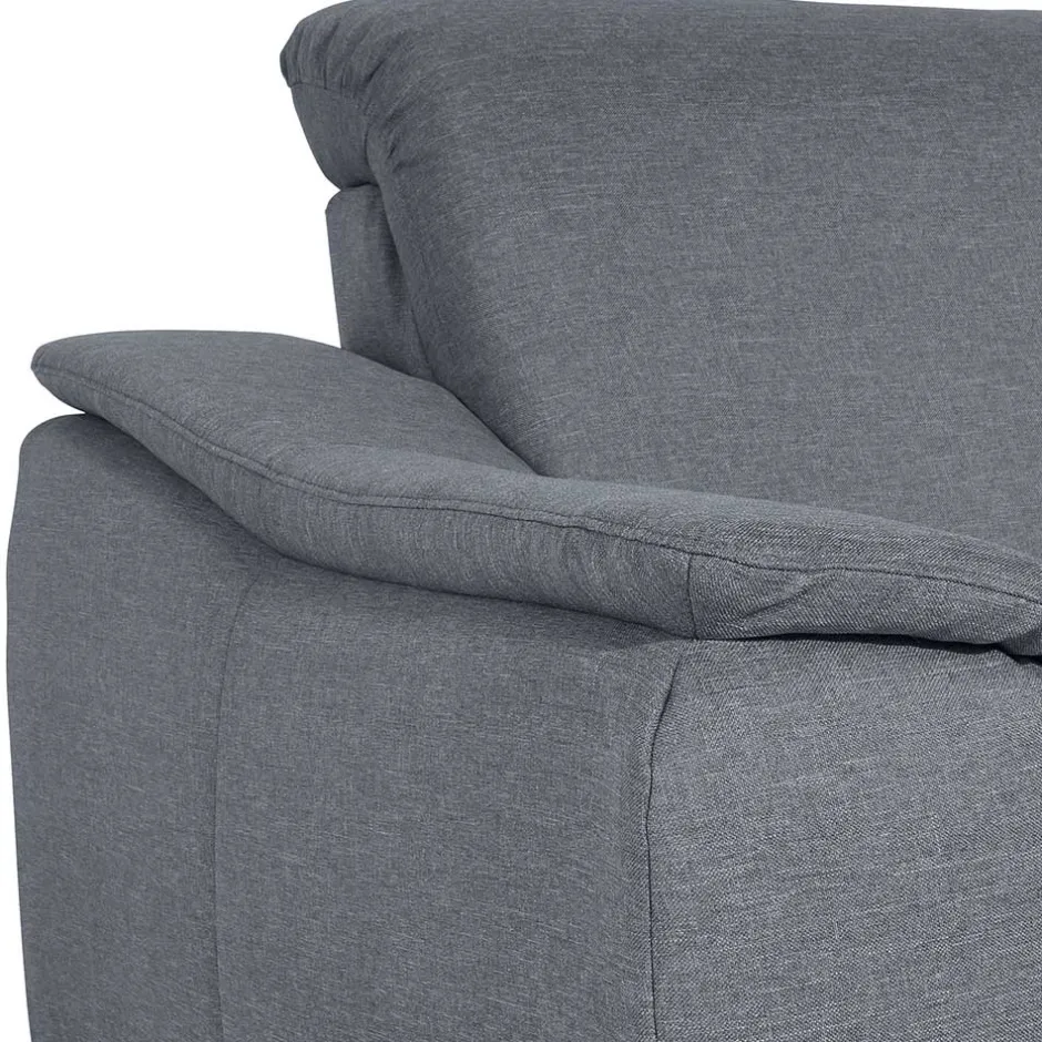 Polsterecke in Jeansblau mit Nussbaum - Ilea^Wohnen Outlet