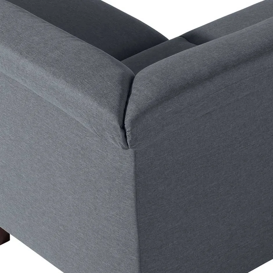 Polsterecke in Jeansblau mit Nussbaum - Ilea^Wohnen Outlet