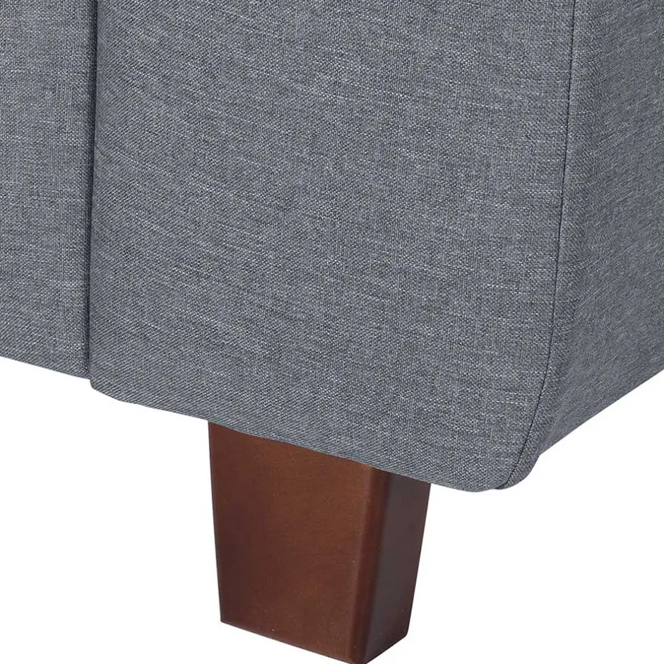 Polsterecke in Jeansblau mit Nussbaum - Ilea^Wohnen Outlet