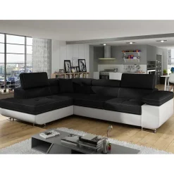 Wohnen Polsterecke in Schwarzbraun Weiß mit Funktion - Ziariva
