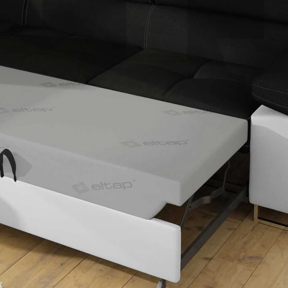 Wohnen Polsterecke in Schwarzbraun Weiß mit Funktion - Ziariva