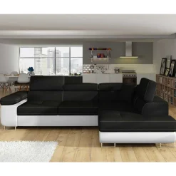 Wohnen Polsterecke in Schwarzbraun Weiß mit Funktion - Ziariva