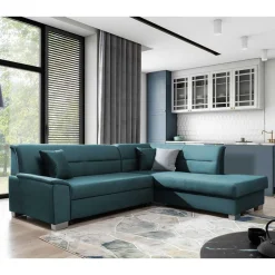 Wohnen Polsterecke mit Bettfunktion in Petrol Blau - Orastie