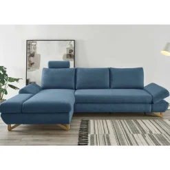 Wohnen Polsterecke Schlafsofa in Blau - Baonga