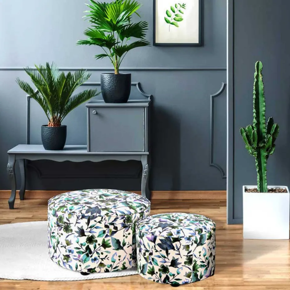 Polsterhocker Duo mit Blumen Muster - Tujago (zweiteilig)^Wohnen Outlet