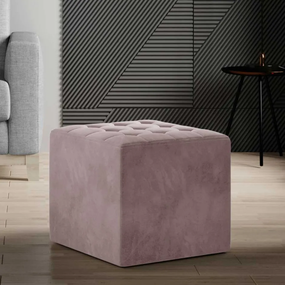 Wohnen Polsterhocker in Altrosa - matter Samt - Gazonia