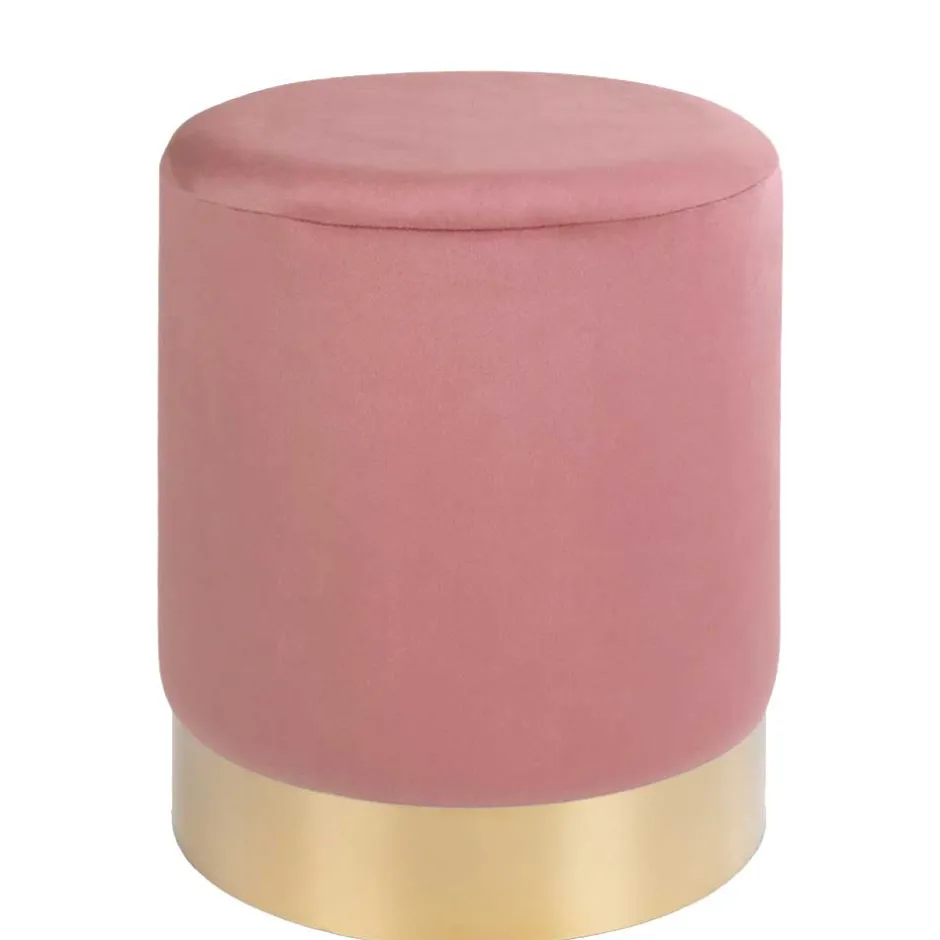 Wohnen Polsterhocker in Rosa & Messingfarben - Ontentas
