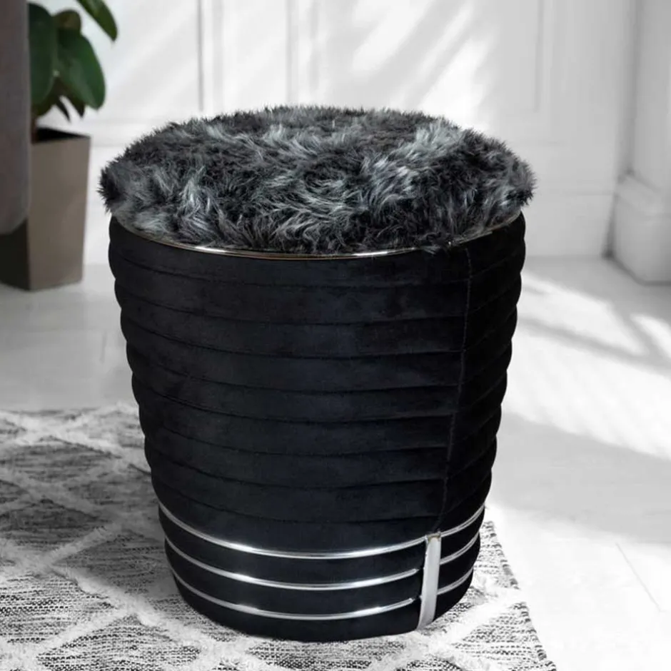 Wohnen Polsterhocker in Schwarz und Dunkelgrau - Galveston