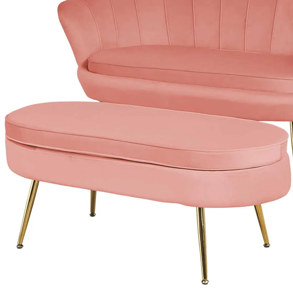 Wohnen Polsterhocker mit Samtbezug in Rosa - Kumar