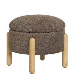 Wohnen Polsterhocker mit Truhe in Braun Boucle - Pasterra