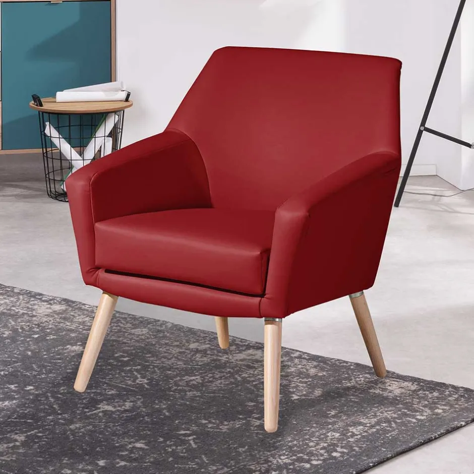 Polstersessel aus rotem Kunstleder - Jymma^Wohnen New