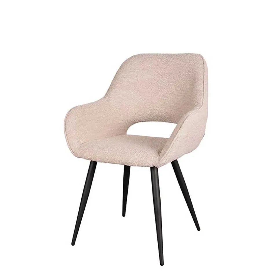 Polsterstühle aus Boucle in Beigegrau - Landhuis (2er Set)^Wohnen Sale