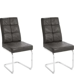 Polsterstühle Freischwinger in Anthrazit - Ansar (2er Set)^Wohnen New