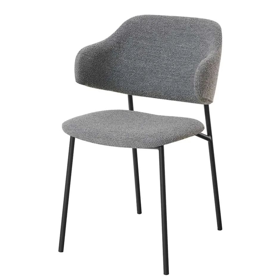 Wohnen Polsterstühle in Dunkelgrau Boucle - Ciribati (2er Set)