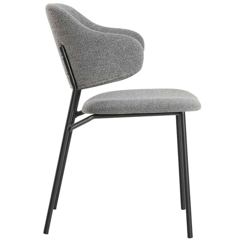 Wohnen Polsterstühle in Dunkelgrau Boucle - Ciribati (2er Set)