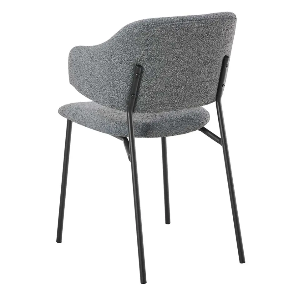 Wohnen Polsterstühle in Dunkelgrau Boucle - Ciribati (2er Set)