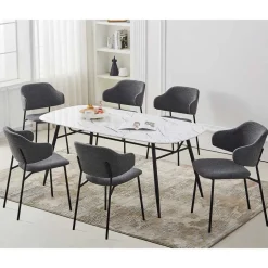 Wohnen Polsterstühle in Dunkelgrau Boucle - Ciribati (2er Set)