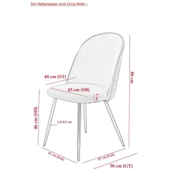 Wohnen Polsterstühle in Petrol & Schwarz - Jeandru (4er Set)