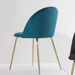 Wohnen Polsterstühle in Petrol Samt - Lametla (2er Set)