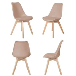 Wohnen Polsterstühle in Taupe & Buche - Asiatia (4er Set)