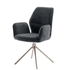 Polsterstuhl aus Chenille in Anthrazit - Makan (2er Set)^Wohnen Discount