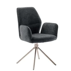 Polsterstuhl aus Chenille in Anthrazit - Makan (2er Set)^Wohnen Discount