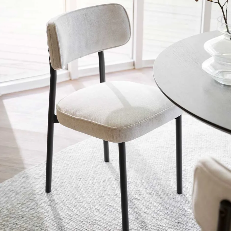 Polsterstuhl in Creme & Schwarz - Jeffa (2er Set)^Wohnen Best
