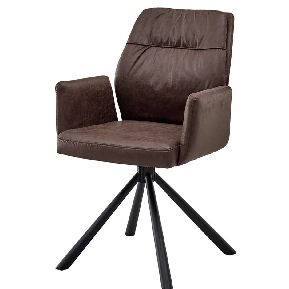 Polsterstuhl mit Armlehen auf Drehgestell - New Orleans (2er Set)^Wohnen Hot