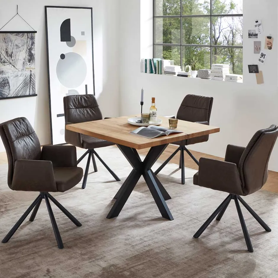 Polsterstuhl mit Armlehen auf Drehgestell - New Orleans (2er Set)^Wohnen Hot