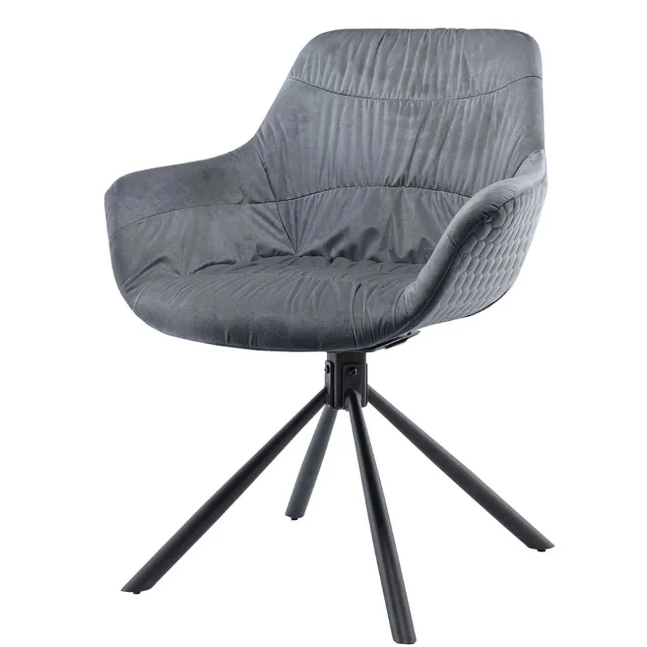 Polsterstuhl mit Armlehnen auf Drehgestell - Memphis^Wohnen