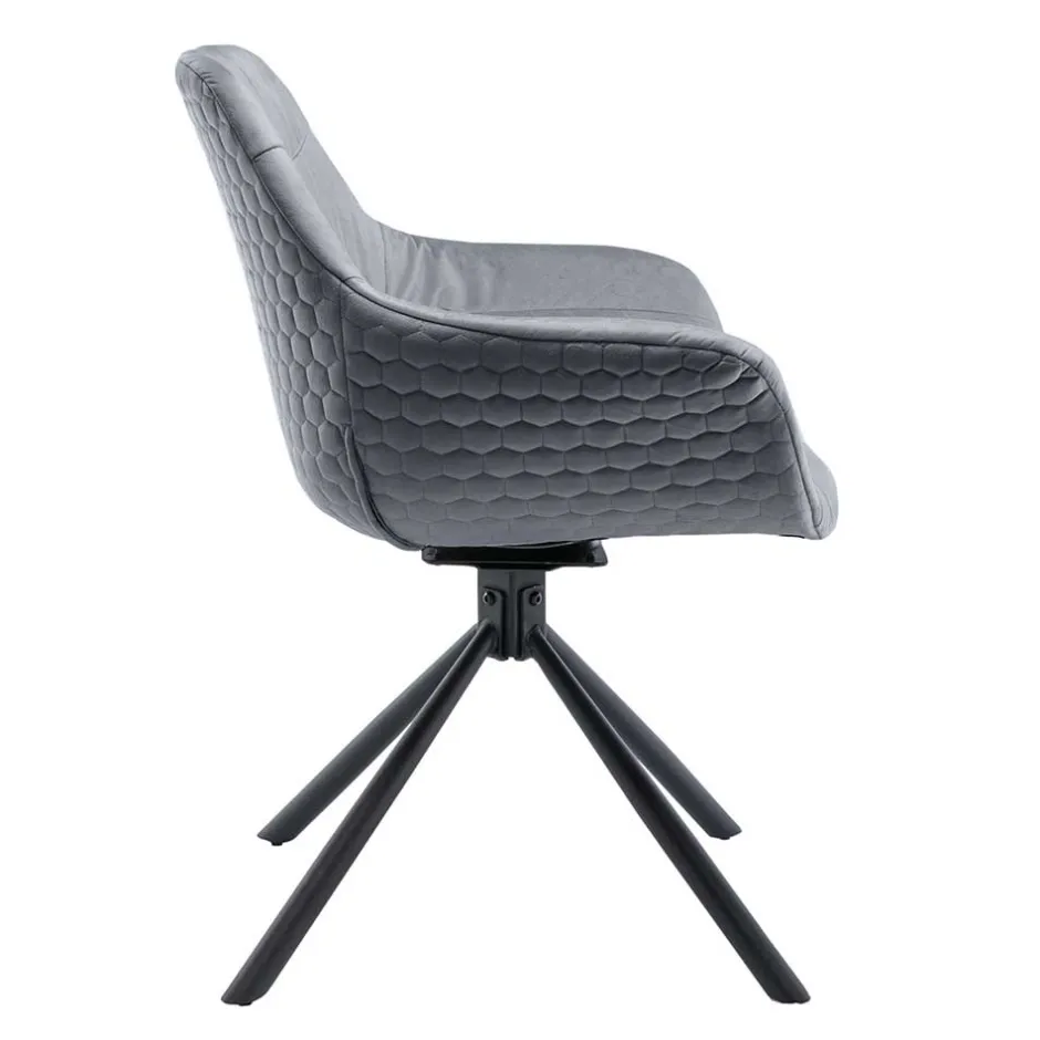 Polsterstuhl mit Armlehnen auf Drehgestell - Memphis^Wohnen