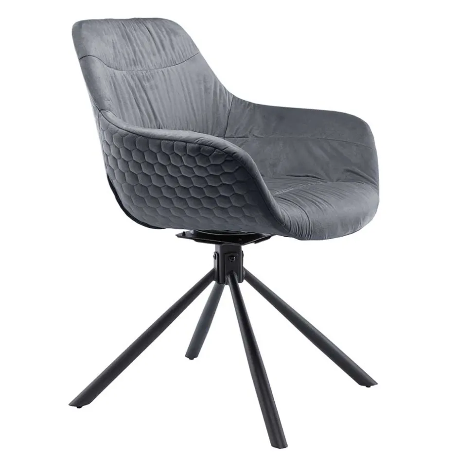 Polsterstuhl mit Armlehnen auf Drehgestell - Memphis^Wohnen