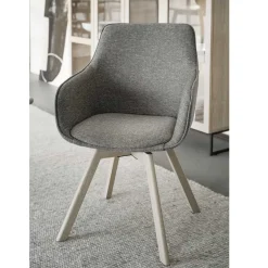 Wohnen Polsterstuhl mit Armlehnen in Beigegrau - Diadoro (2er Set)