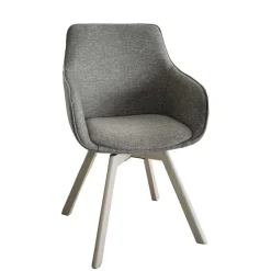 Wohnen Polsterstuhl mit Armlehnen in Beigegrau - Diadoro (2er Set)