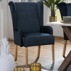 Polsterstuhl mit Ohren in Dunkelblau - Zilandra^Wohnen Outlet