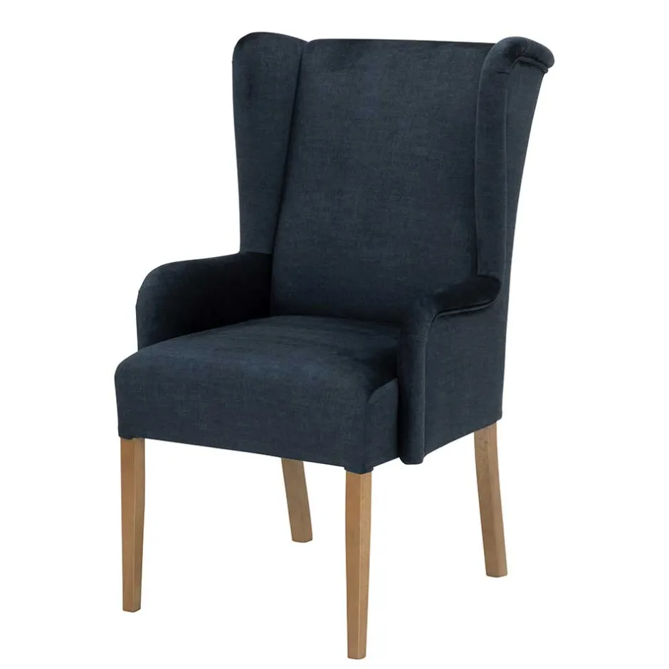 Polsterstuhl mit Ohren in Dunkelblau - Zilandra^Wohnen Outlet