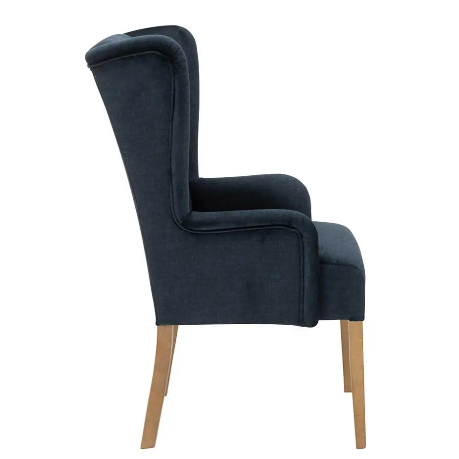 Polsterstuhl mit Ohren in Dunkelblau - Zilandra^Wohnen Outlet
