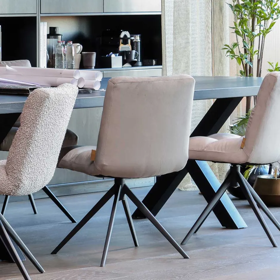 Wohnen Polsterstuhl mit Stativgestell in Beigegrau - Melli