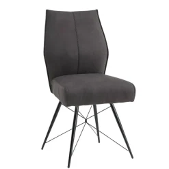 Wohnen Polsterstuhl-Duo in Dunkelgrau - Aturin (2er Set)