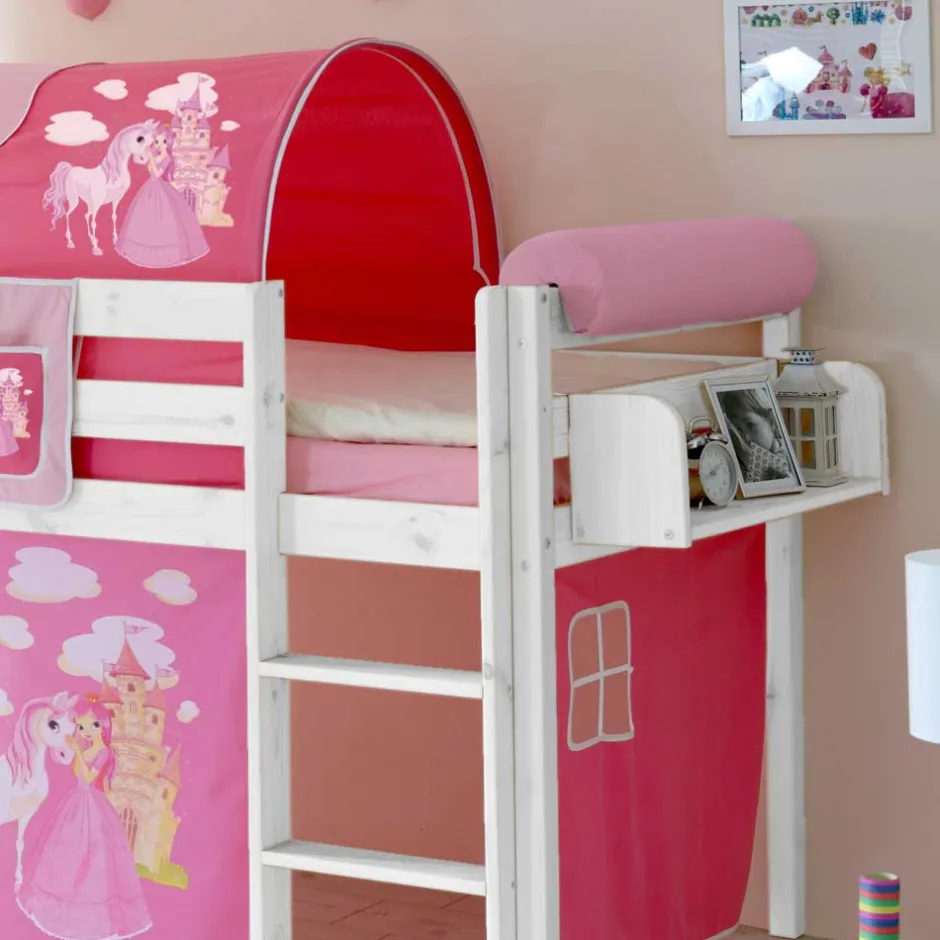 Kinder Wohnen Prinzessin Hochbett Tornado mit Vorhang und Tunnel in Rosa Pink