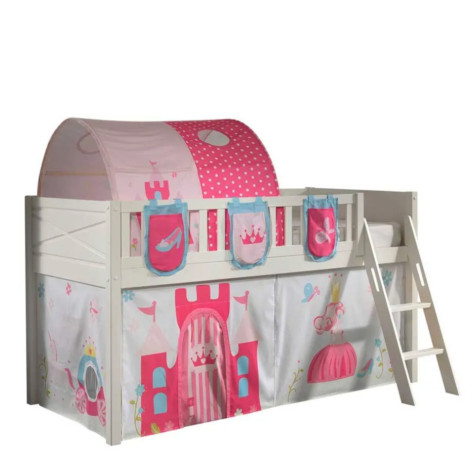 Kinder Wohnen Prinzessin Spielbett Hochbett in Weiß - Brusetta