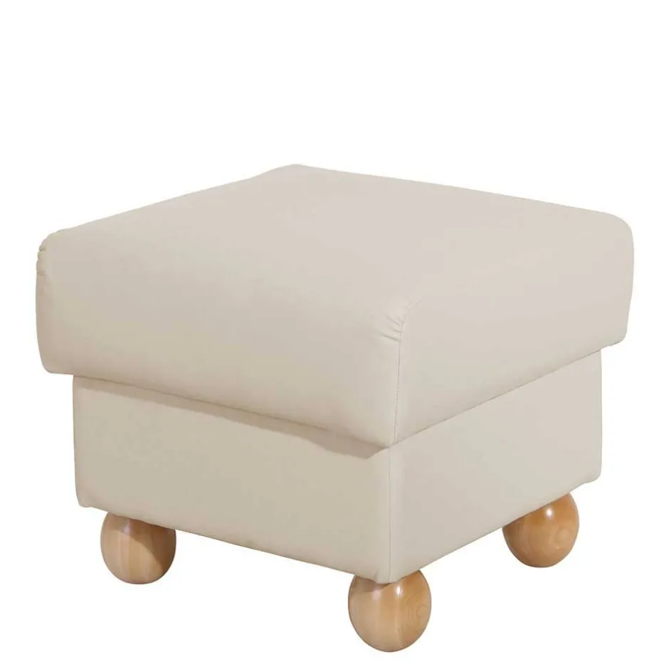 Wohnen Quadrat Hocker in Beige Kunstlederbezug - Sharay