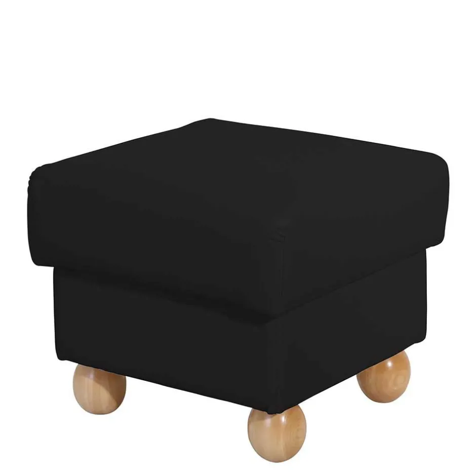 Wohnen Quadrat Hocker in Schwarz Kunstleder - Belafoma