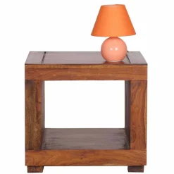 Quadratischer Beistelltisch Hoslo aus Massivholz klar lackiert^Wohnen New